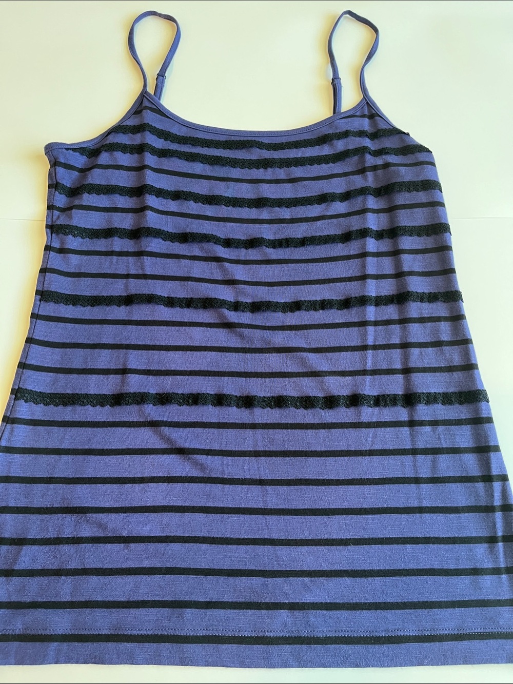 LOFT Blue and Black Striped Spaghetti Strap Cami